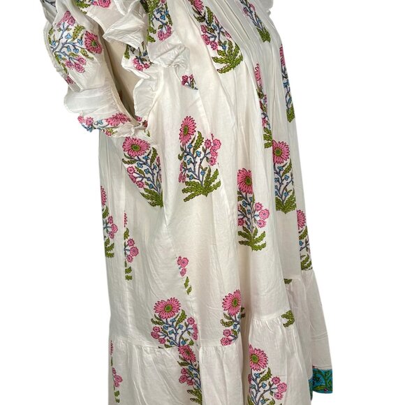 Victoria Dunn White Block Print Ruffle Belted Capri Mini Dress Size XL - Picture 3 of 16